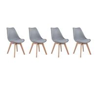 Lot De 4 Chaises Scandinaves Nora Grises Avec Coussin Gris