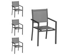 Happy Garden Lot de 4 chaises en Aluminium Anthracite - textilène Gris