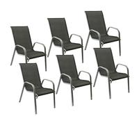 Happy Garden Lot de 6 chaises de Jardin Marbella - Textilène et Aluminium Gris