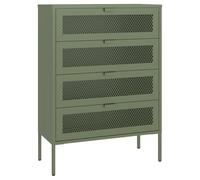 Happy Garden Meuble à Chaussures en métal Vert Kaki Emma - Rangement 4 Portes abattantes - Structure en Acier - Style Industriel