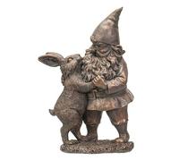 Happy Garden Nain de jardin en résine finition bronze (avec lapin)