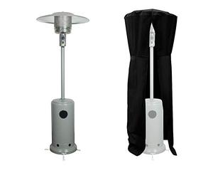 Happy Garden Parasol Chauffant Oslo - Chauffage d'extérieur gaz - Acier Gris Clair + Housse