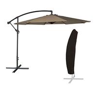 Happy Garden Parasol déporté OAHU Rond 3.50m de diamètre Taupe + Housse