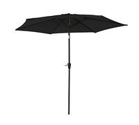 Happy Garden Parasol droit HAPUNA rond 2,70m de diamètre noir avec manivelle. Parasol droit inclinable.