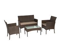 Happy Garden Salon de Jardin en Résine Tressée Cordoue - 4 Places - Table + Fauteuils