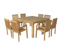 Happy Garden Salon de Jardin en Teck Java - Table carrée - 8 Places