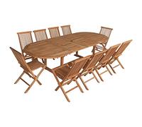Happy Garden – Salon de jardin en teck Lombok – Table ovale extensible 10 places