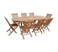 Happy Garden – Salon de jardin en teck Lombok – Table ovale extensible 8 places