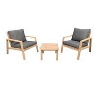 Happy Garden Salon de Jardin Gili en Acacia avec Coussins Gris. Ensemble fauteuils et Table Basse d'extérieur pour 2 Personnes