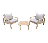 Happy Garden Salon de jardin Gili 2 places en acacia - Coussins sable beige