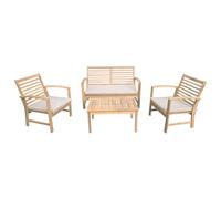 Salon de jardin en acacia 4 places GOA - coussins sable