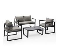 Happy Garden Salon de Jardin Ibiza en Tissu Gris 4 Places - Aluminium Anthracite