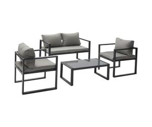 Happy Garden Salon de Jardin Ibiza en Tissu Gris 4 Places - Aluminium Anthracite