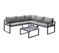 Salon de jardin modulable IBIZA en tissu gris 4 places - aluminium anthracite