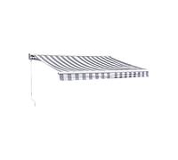 Happy Garden Store banne Saule 2,95 × 2,5m avec Semi-Coffre - Toile rayée Blanche/Grise et Structure Blanche