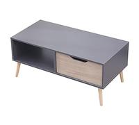 Happy Garden Table Basse avec tiroir Style scandinave Grise Freja. Table de Salon en Bois avec Rangement. Table rectangulaire avec Pieds en Bois.