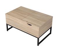Happy Garden Table Basse Moderne avec Plateaux relevables Noire et Bois Lotta. Table de Salon rectangulaire en Bois avec Rangement.