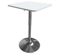 Happy Garden Table de Bar carrée Blanche et Chrome Luke. Table de Bar réglable en Hauteur. Table Haute Blanche avec Pied chromé.