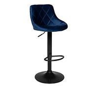 Tabouret De Bar En Velours Bleu Robin Bleu
