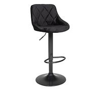 Happy Garden Tabouret de Bar en Velours Noir Robin. Chaise de Cuisine, au Design Moderne, avec Assise, réglable en Hauteur, Rotation à 360° et Repose-Pieds. Tabouret avec Dossier en Velours Noir.