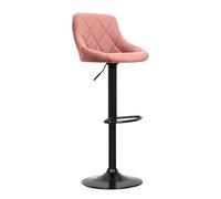 Happy Garden Tabouret de Bar en Velours Rose Robin. Chaise de Cuisine, au Design Moderne, avec Assise, réglable en Hauteur, Rotation à 360° et Repose-Pieds. Tabouret avec Dossier en Velours Rose.