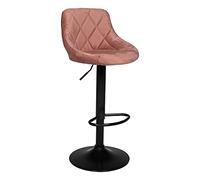 Happy Garden, Tabouret de Bar en Velours Rose Robin. Chaise de Cuisine, au Design Moderne, avec Assise, réglable en Hauteur, Rotation à 360° et Repose-Pieds. Tabouret avec Dossier en Velours Rose.