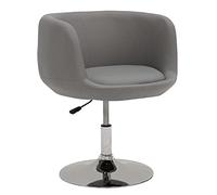 Happy Garden Tabouret de Bar Gris Nolan en Simili Cuir Gris. Tabouret de Bar au Style Moderne, Rotation a 360° et réglable en Hauteur. Tabouret de Cuisine avec Dossier, accoudoirs et Pied en métal