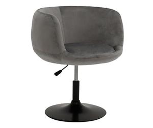 Happy Garden Tabouret de Bar Nolan en Velours Gris. Tabouret de Bar au Style Moderne, Rotation a 360° et réglable en Hauteur. Tabouret de Cuisine avec Dossier, accoudoirs et Pied en métal