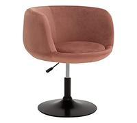 Happy Garden Tabouret de Bar Nolan en Velours Rose. Tabouret de Bar au Style Moderne, Rotation a 360° et réglable en Hauteur. Tabouret de Cuisine avec Dossier, accoudoirs et Pied en métal