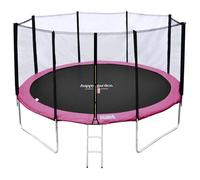 Happy Garden Trampoline Pack Premium Melbourne 430 cm Réversible Rose/Gris + Filet, Échelle