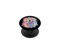 Happy Golden Retriever Lunettes Bleues pour Amoureux des Chiens Rose PopSockets PopGrip Adhésif
