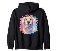 Happy Golden Retriever Lunettes Bleues pour Amoureux des Chiens Rose Sweat à Capuche