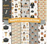 Happy Graduation Scrapbook Paper Craft Pad: 10 Grad Season Designs, 20 Double-Side Sheets Printed on 8.5"x8.5" Sized Paper with premium Color. Perfect ... Supplies, Decoupage, Gift Wrapping and More!