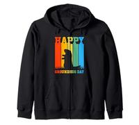 Happy Groundhog Day Retro Vintage Silhouette Design Sweat à Capuche