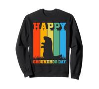 Happy Groundhog Day Retro Vintage Silhouette Design Sweatshirt