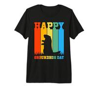Happy Groundhog Day Retro Vintage Silhouette Design T-Shirt Haut de Gamme