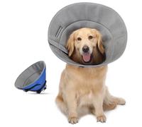 HAPPY HACHI Collerette Chien, Colerette pour Chien Anti Léchage Doux Collier Cône de Récupération Ajustable, Collier Elizabethan Réfléchissant Bandes Respirantes pour Grands Moyens Petits Chiens(L)