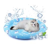 HAPPY HACHI Tapis de Refroidissement pour Chiens Chats Rond 55cm, Auto-refroidissant Pendant 30s, Coussin de Refroidissement pour Chiens avec Gel Non Toxique, Gardez Vos Animaux au Frais en Été