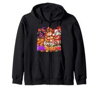 Happy Hallothanksmas Cats Halloween Thanksgiving Christmas Sweat à Capuche