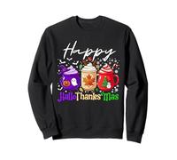 Happy Hallothanksmas Coffee Lover Halloween Merry Christmas Sweatshirt