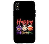 Happy Hallothanksmas Halloween Thanksgiving Christmas Coffee Coque pour iPhone X/XS