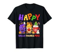 Happy HalloThanksMas Halloween Thanksgiving Christmas Coffee T-Shirt