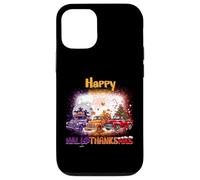 Happy HalloThanksMas Truck Spooky Thankful Merry X-mas Coque pour iPhone 12/12 Pro