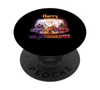 Happy HalloThanksMas Truck Spooky Thankful Merry X-mas PopSockets PopGrip Adhésif