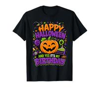 Happy Halloween and Yes It's My Birthday Pumpkin Cake Party T-Shirt