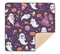 Happy Halloween are You Scared Tapis de gym et d'activités doux et épais pour bébé et enfant 127 x 127 cm