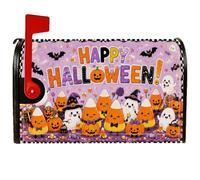 Happy Halloween Candy Jack-O'-Lanterns Couvertures magnétiques pour boîte | Caractères de maïs de bonbons, enveloppes de boîte aux lettres, fantômes souriants, thème d'automne fantaisie