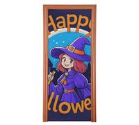 Happy Halloween Cartoon Cute Witch Fall Door Covers 35x79 In Summer Party Banner Spring Summer Seasonal Decor M
