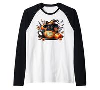 Happy Halloween Cat in A Coffee Mug for Mom & Kitten Lover Manche Raglan