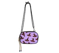 Happy Halloween Chapeau de sorcière violet Sac à bandoulière pour appareil photo Femme Tendance avec sangle réglable Sac pour téléphone portable Have a meal bolsa de mano para mujer